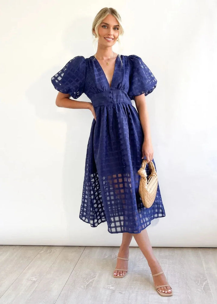 Drune | Puffärmel Midi-Kleid
