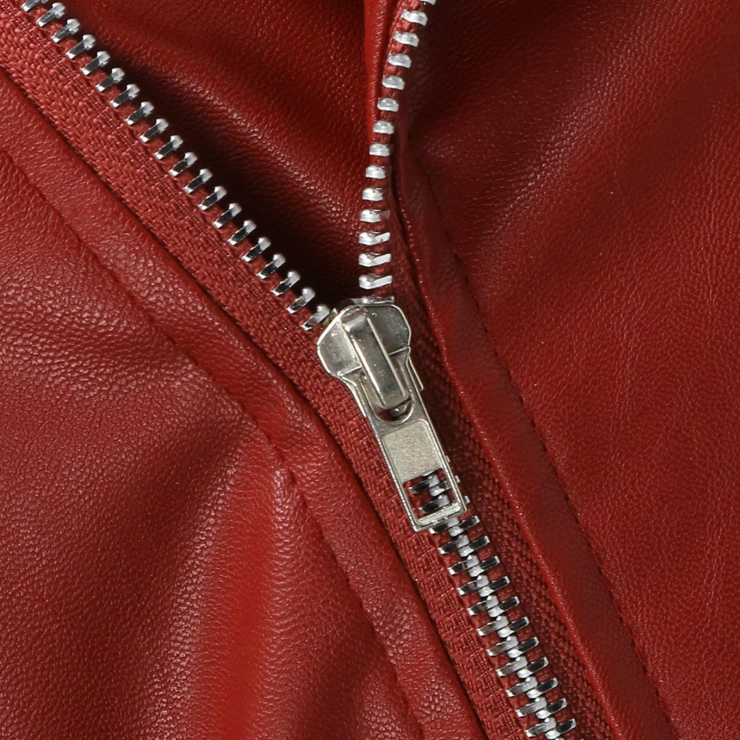 Drune | Jacke Damen Biker Modell mit Gürtel und Reißverschlussdetails