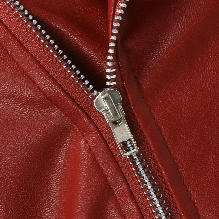 Drune | Jacke Damen Biker Modell mit Gürtel und Reißverschlussdetails