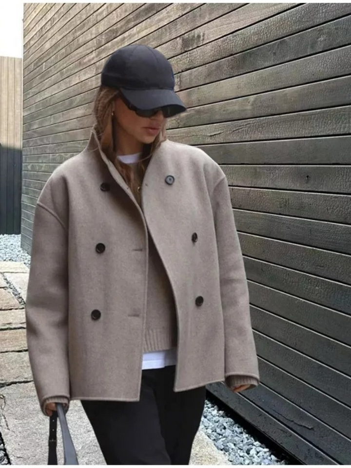 Drune | Asymmetrischer Trenchcoat Damen mit Breitem Revers und Doppeltverschluss
