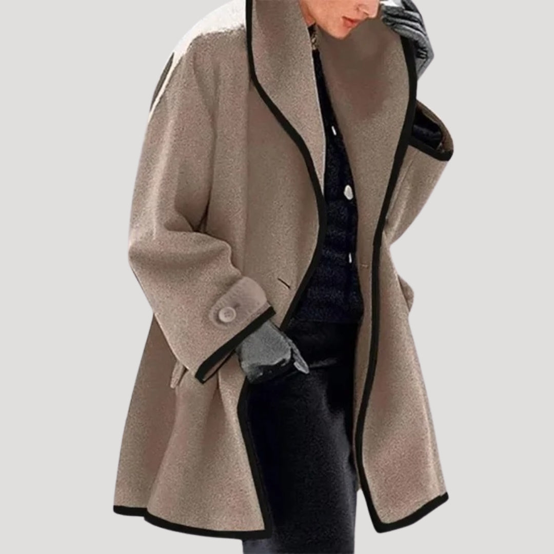 Drune | Damen Winterwollmantel eleganter Schwungumhangjacke