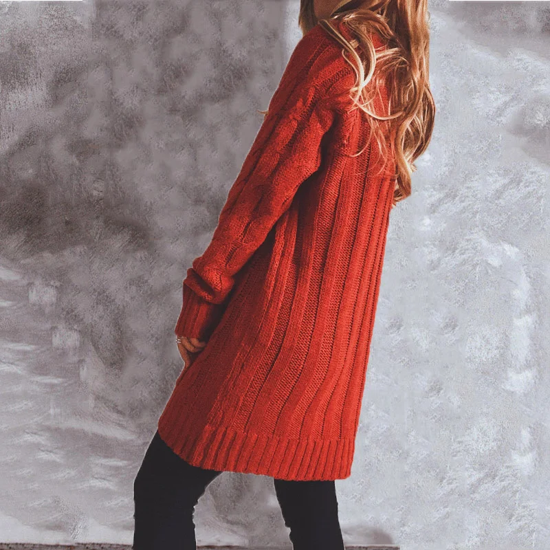 Drune | Wollstrickjacke Damen Mit Zopfmuster Und Holzknöpfen, Lockere