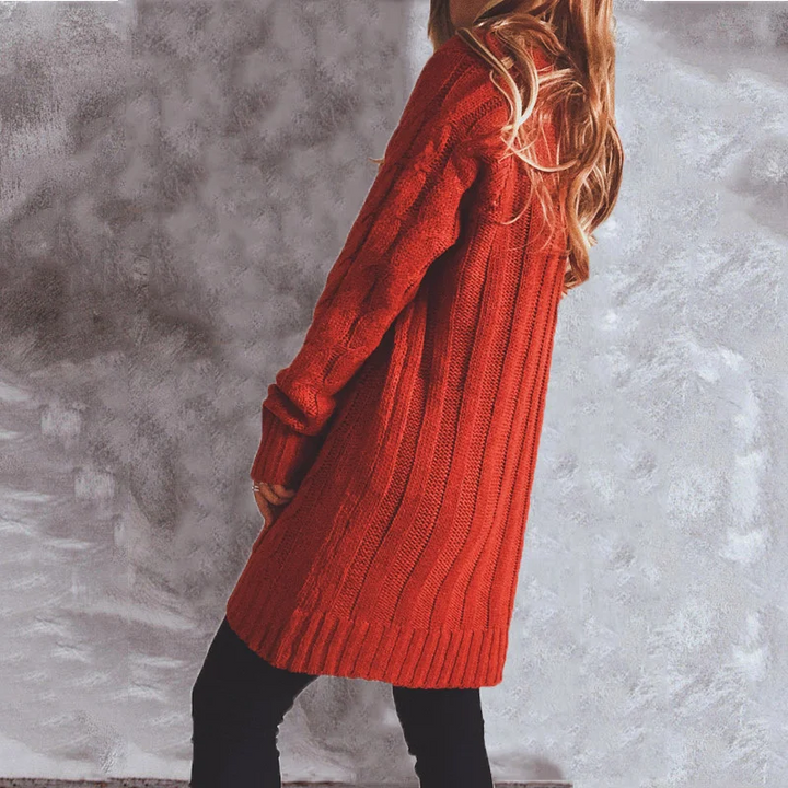 Drune | Wollstrickjacke Damen Mit Zopfmuster Und Holzknöpfen, Lockere