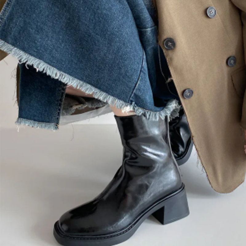 Drune | Stilvolle Leder Ankle Boots mit Blockabsatz für Damen Damen Ankle Boots