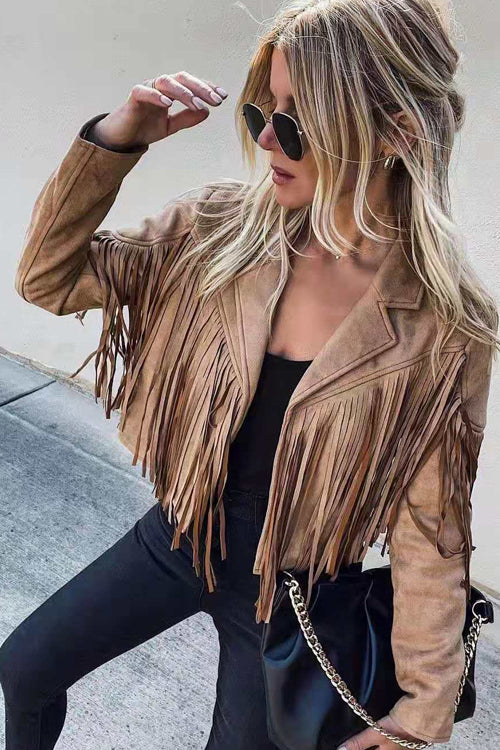 Drune | At Your Best Fransenkante Faux Suede Shacket