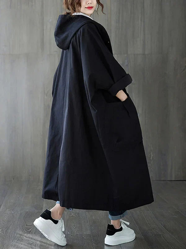 Drune | Longline Mantel - Mit Kapuze und aufgesetzten Taschen