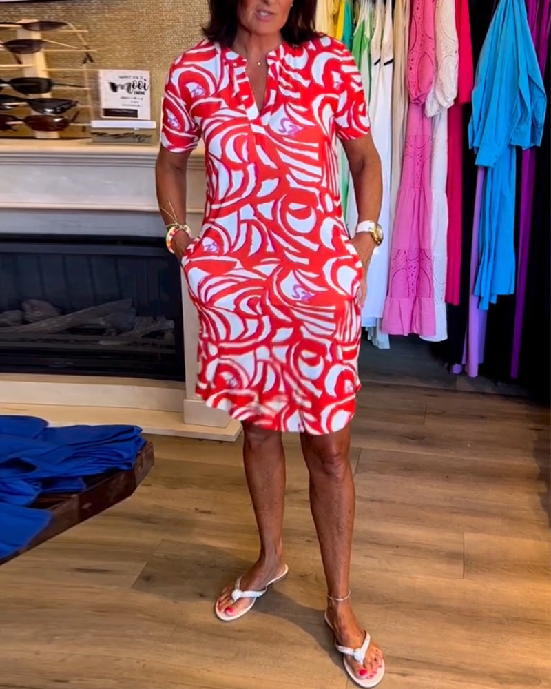 Drune | Lässiges Kurzärmeliges Kleid mit Print