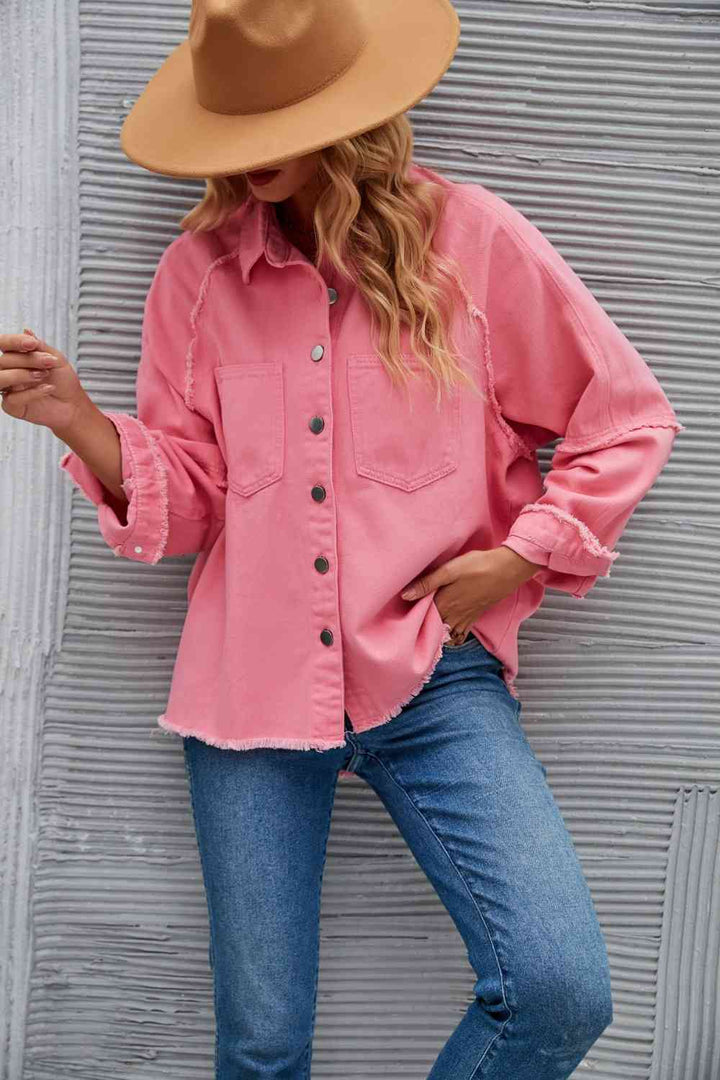 Drune | Raw Hem Kragen Denimjacke