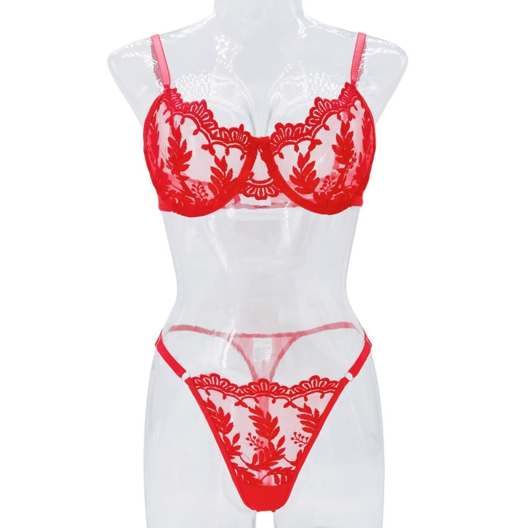 Drune Spitzen-Dessous-Set mit Stickerei