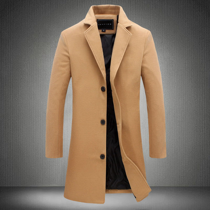 Herren nan schlanker Kurzmantel mit Stehkragen und eleganter Knopfleiste Drune