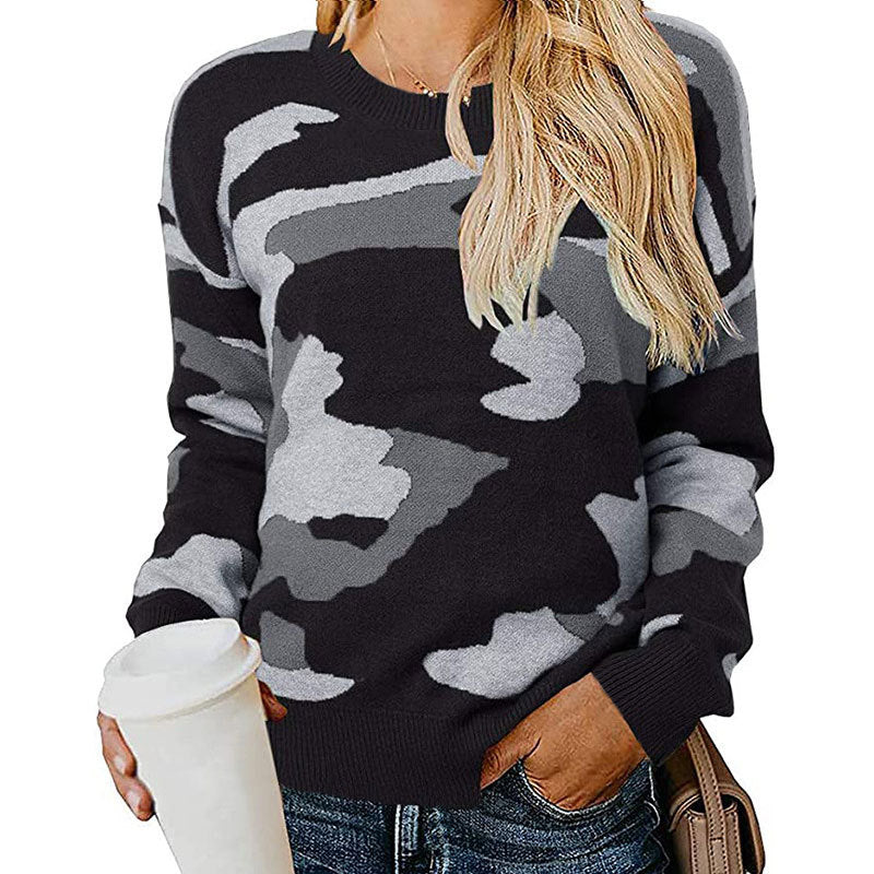 Damen modischer Camouflage Pullover Drune