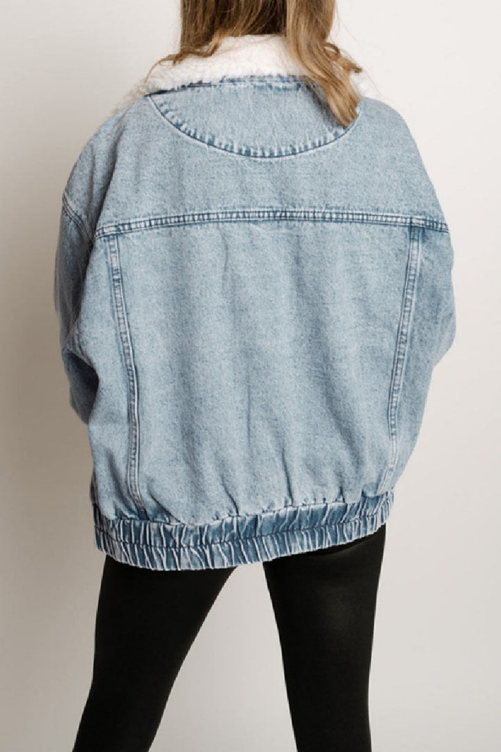 Drune | Solide Patchwork Umlegekragen Langarm Reguläre Denimjacke
