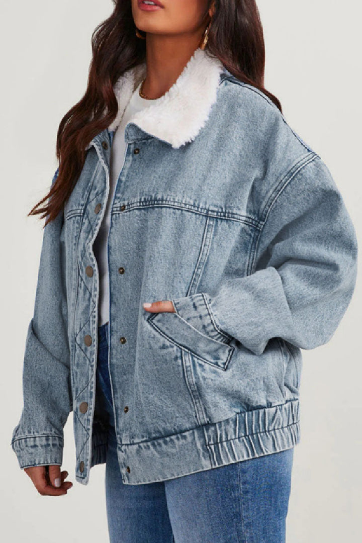 Drune | Solide Patchwork Umlegekragen Langarm Reguläre Denimjacke