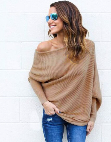 Drune Sexy schulterfreier Pullover