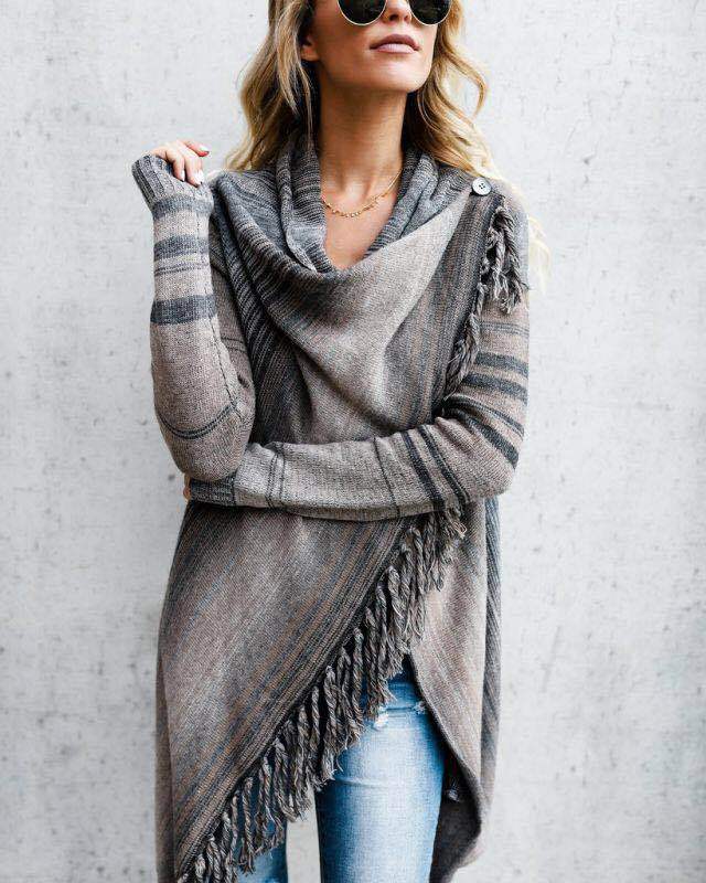 Drune | Herbst und Winter Mittellange Strickjacke