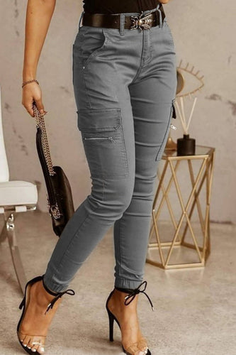 Drune | Lässige einfarbige Patchwork Skinny Mid Waist Bleistift-Hosen- 3 Farben