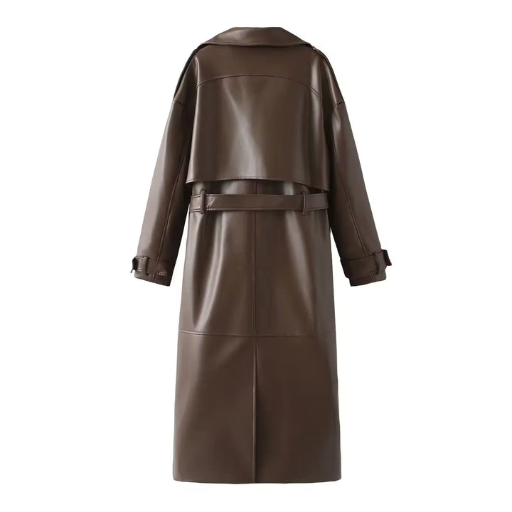 Drune | Eleganter Leder Trenchcoat Herbst Chic