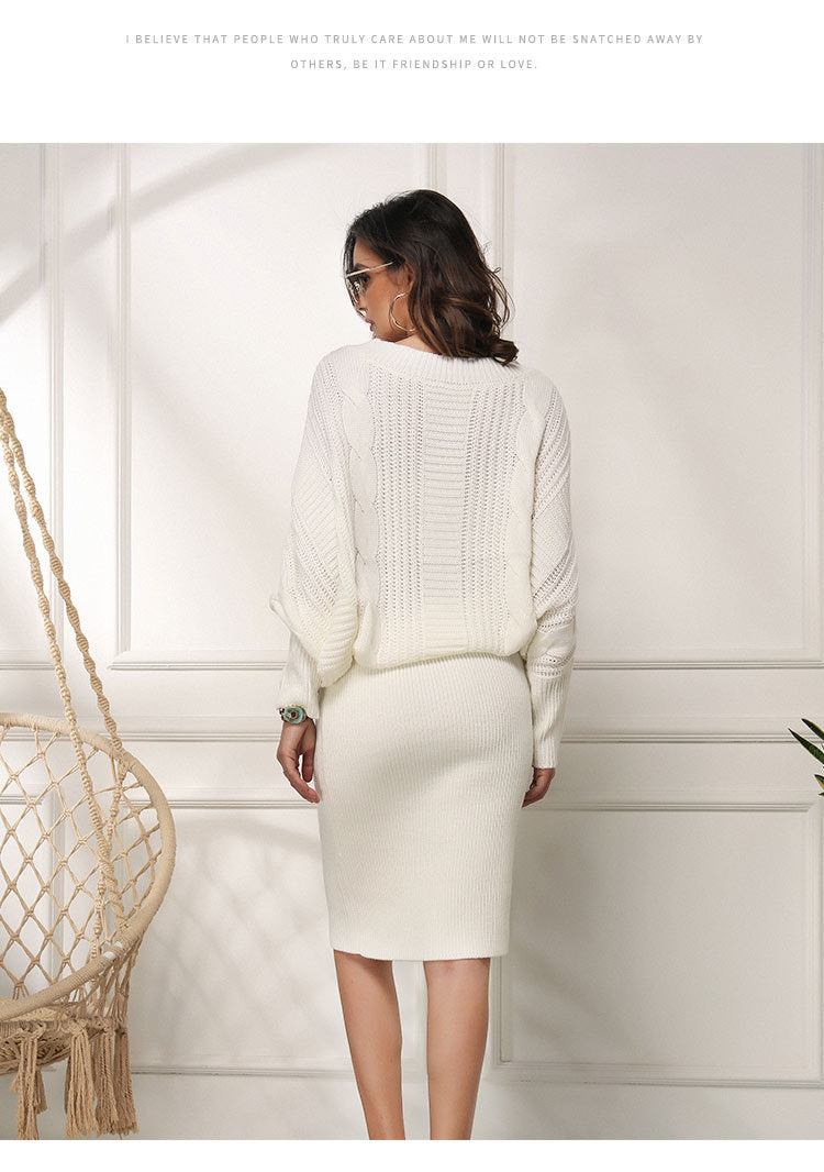 Drune | Lockere Fledermausärmel Pulloverkleid