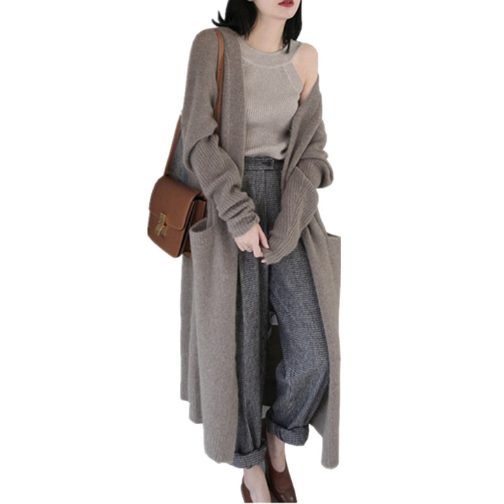 Damen Langer Strickcardigan mit praktischem Taschen-Design und weichem Material Drune
