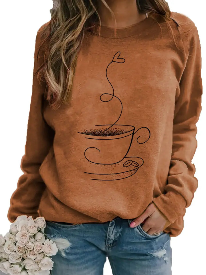Drune | Gemütliches Kaffee Grafisch Sweatshirt