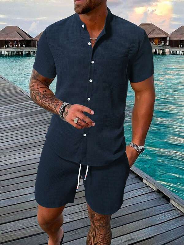 Drune | Ärmelshirt Und Shorts Satz Für Männer