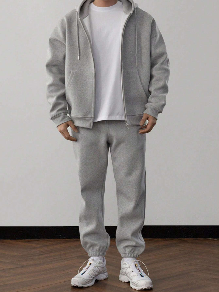 Drune | Unifarbener Kapuzenpulli und Hose für Herren
