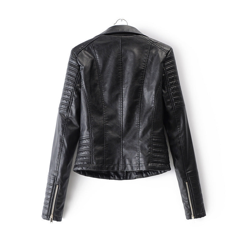 Damen Kunstleder Bikerjacke mit gesteppten Details und schmalem Schnitt Drune