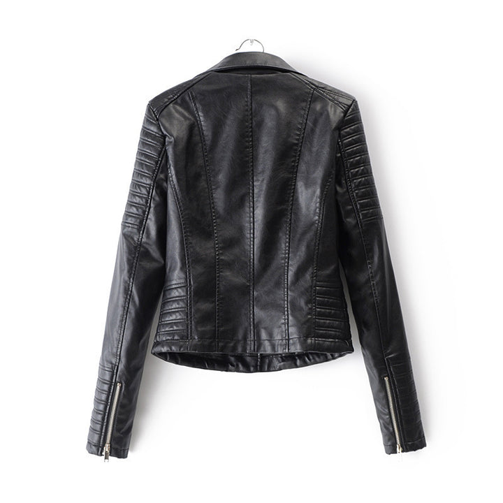 Damen Kunstleder Bikerjacke mit gesteppten Details und schmalem Schnitt Drune