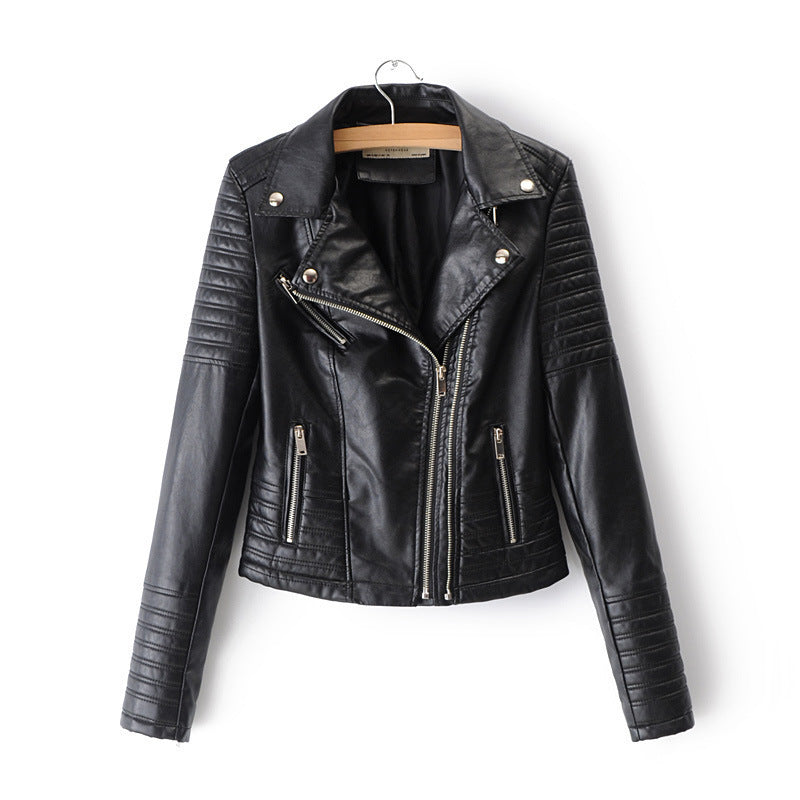 Damen Kunstleder Bikerjacke mit gesteppten Details und schmalem Schnitt Drune