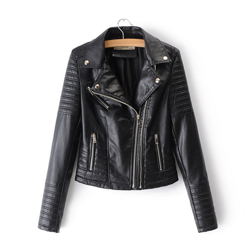 Damen Kunstleder Bikerjacke mit gesteppten Details und schmalem Schnitt Drune