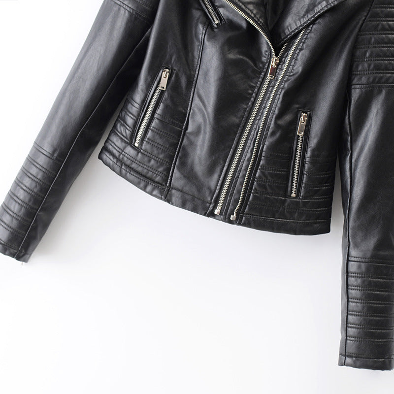 Damen Kunstleder Bikerjacke mit gesteppten Details und schmalem Schnitt Drune