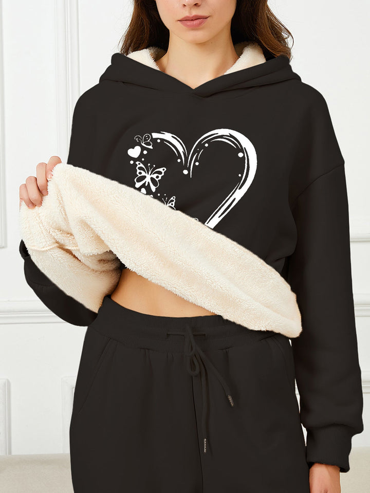 Drune | Hoodie mit Herz-Print - Gefütterter Damen-Sweater für Herbst & Winter
