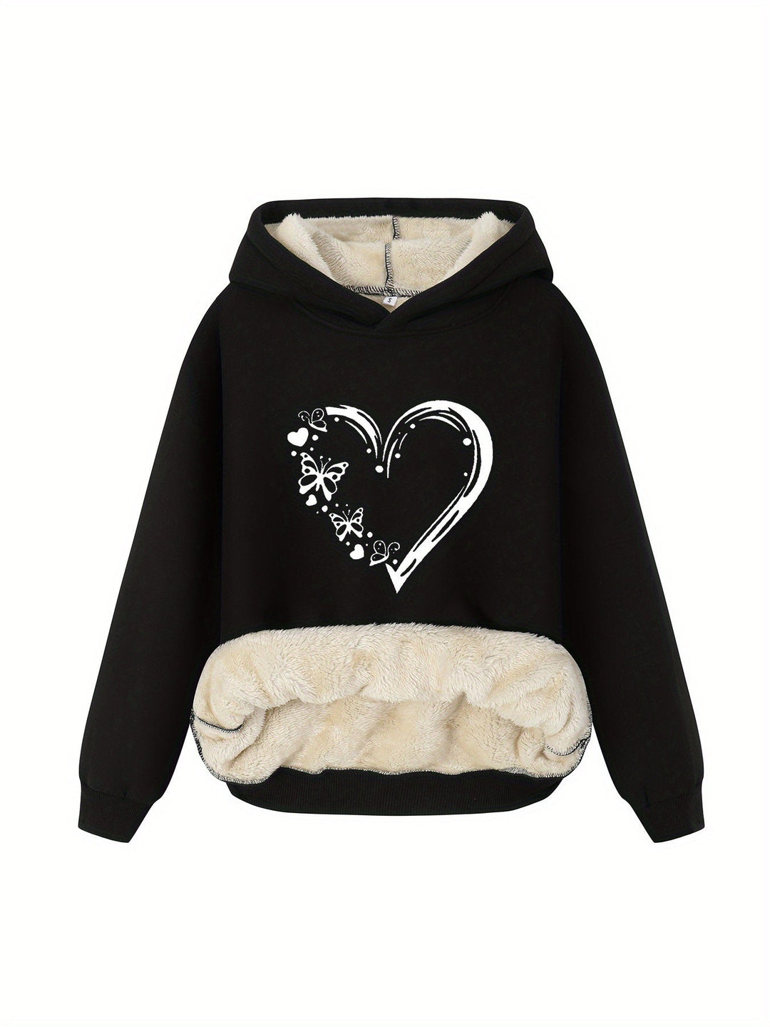 Drune | Hoodie mit Herz-Print - Gefütterter Damen-Sweater für Herbst & Winter