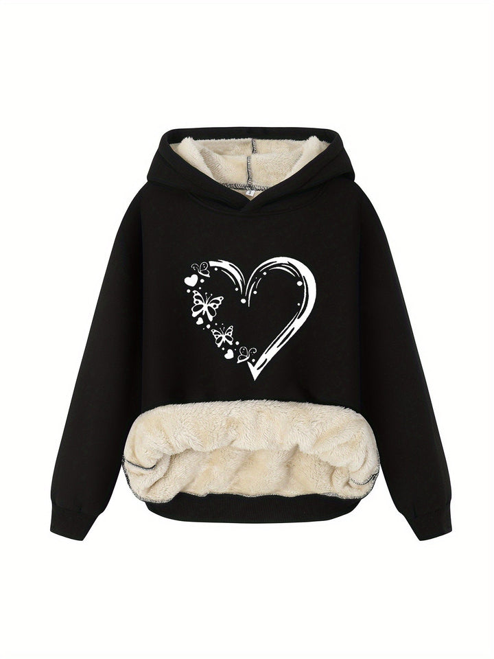 Drune | Hoodie mit Herz-Print - Gefütterter Damen-Sweater für Herbst & Winter
