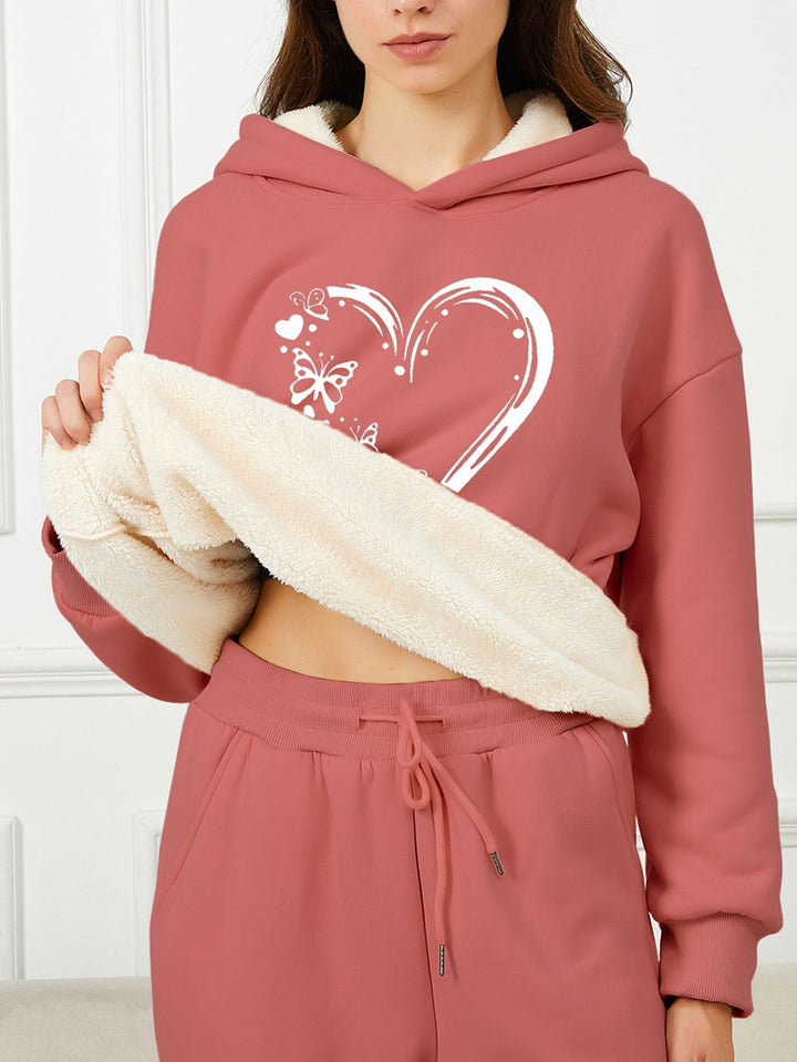 Drune | Hoodie mit Herz-Print - Gefütterter Damen-Sweater für Herbst & Winter