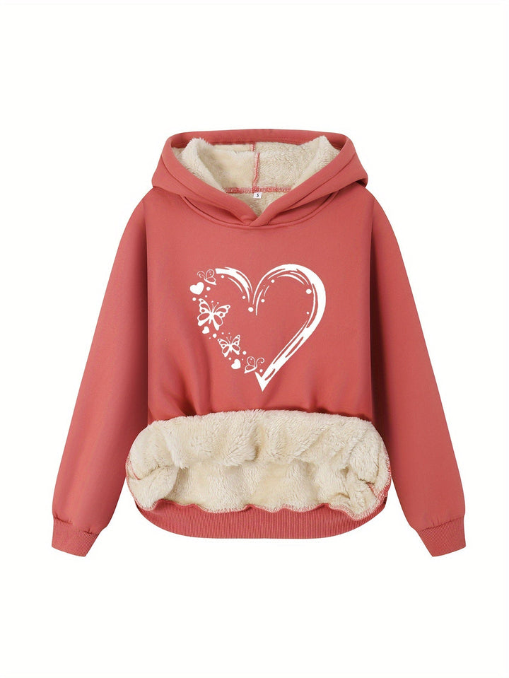 Drune | Hoodie mit Herz-Print - Gefütterter Damen-Sweater für Herbst & Winter