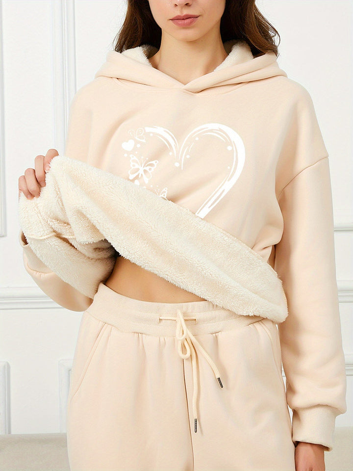Drune | Hoodie mit Herz-Print - Gefütterter Damen-Sweater für Herbst & Winter