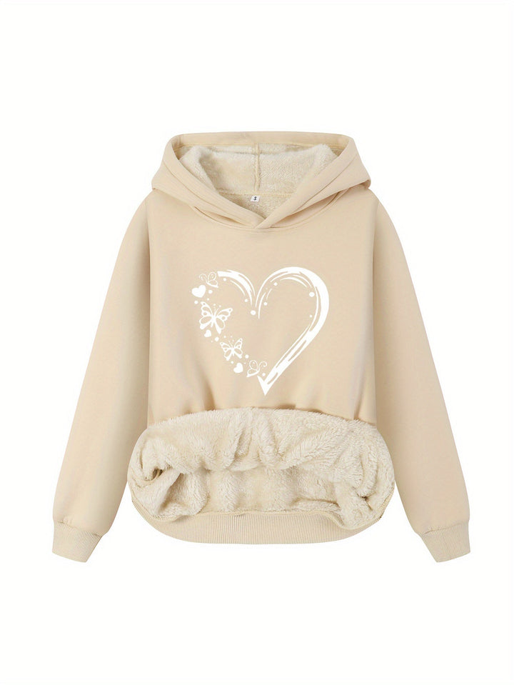 Drune | Hoodie mit Herz-Print - Gefütterter Damen-Sweater für Herbst & Winter