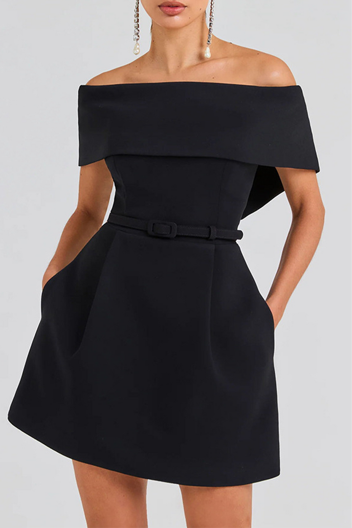 Drune | Sexy Einfarbige Tasche Schnürung Off Shoulder A Linie Kleider - 3 Farben