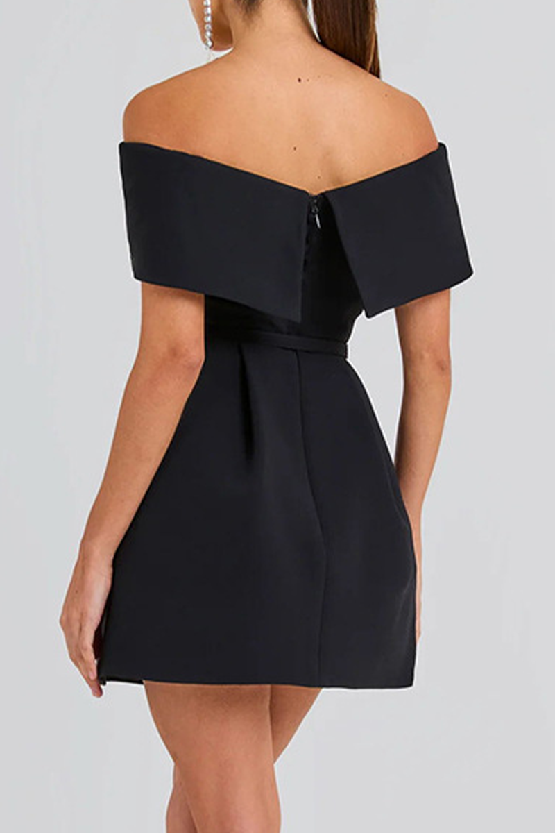 Drune | Sexy Einfarbige Tasche Schnürung Off Shoulder A Linie Kleider - 3 Farben