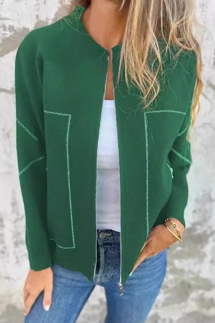 Drune | Lässige tägliche Pocket-Patchwork-Reißverschluss-O-Hals-Oberbekleidung - 8 Farben