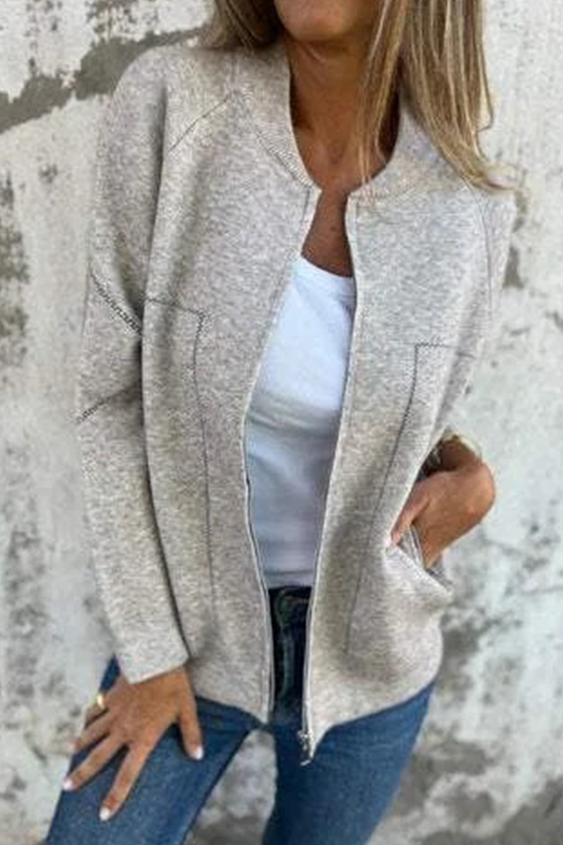 Drune | Lässige tägliche Pocket-Patchwork-Reißverschluss-O-Hals-Oberbekleidung - 8 Farben