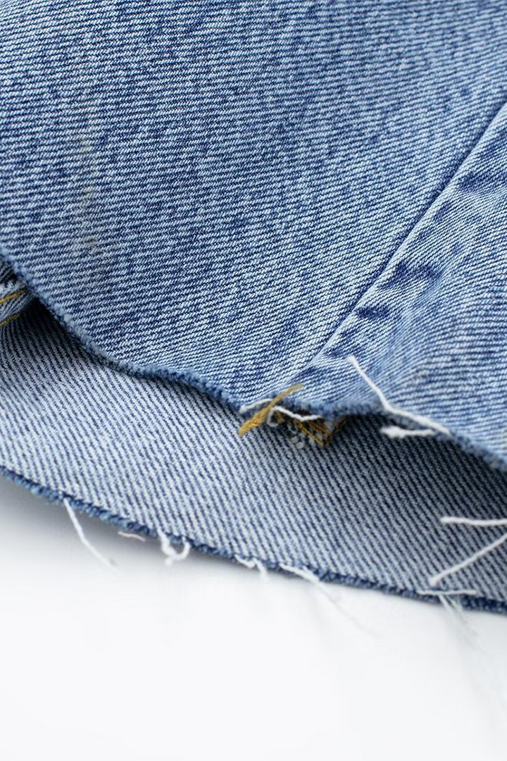 Drune | Lässiger Street Einfarbiger Taschenknopf Umlegekragen Lange Ärmel Lockere Denim Overalls