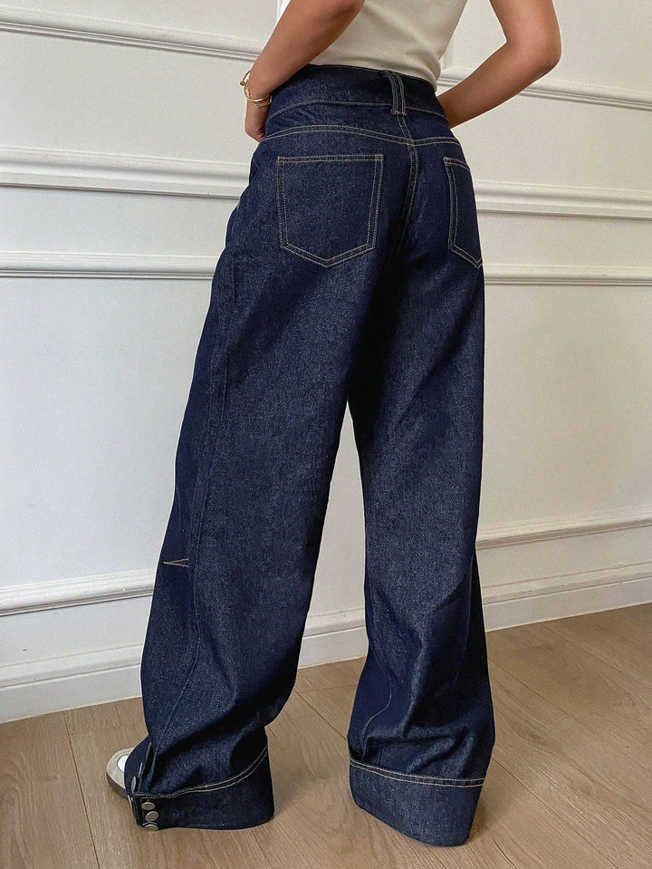 Drune | Vintage-Style Weite Jeans mit Knopfmanschetten