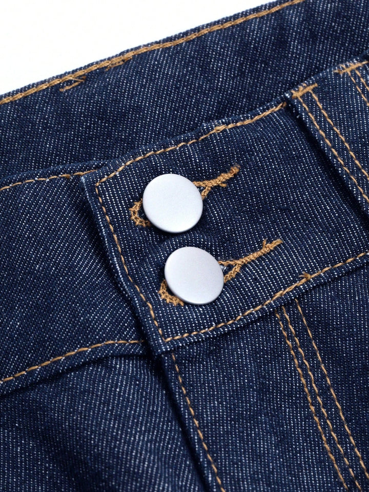 Drune | Vintage-Style Weite Jeans mit Knopfmanschetten