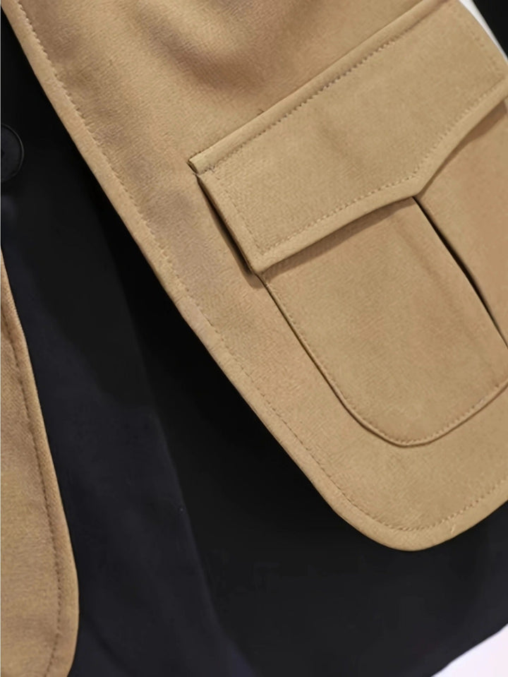 Drune | Eleganter, französisch inspirierter Trenchcoat mit Farbblock, britischem Stil und Polyesterstoff für Damen - Perfekt für legere Tage