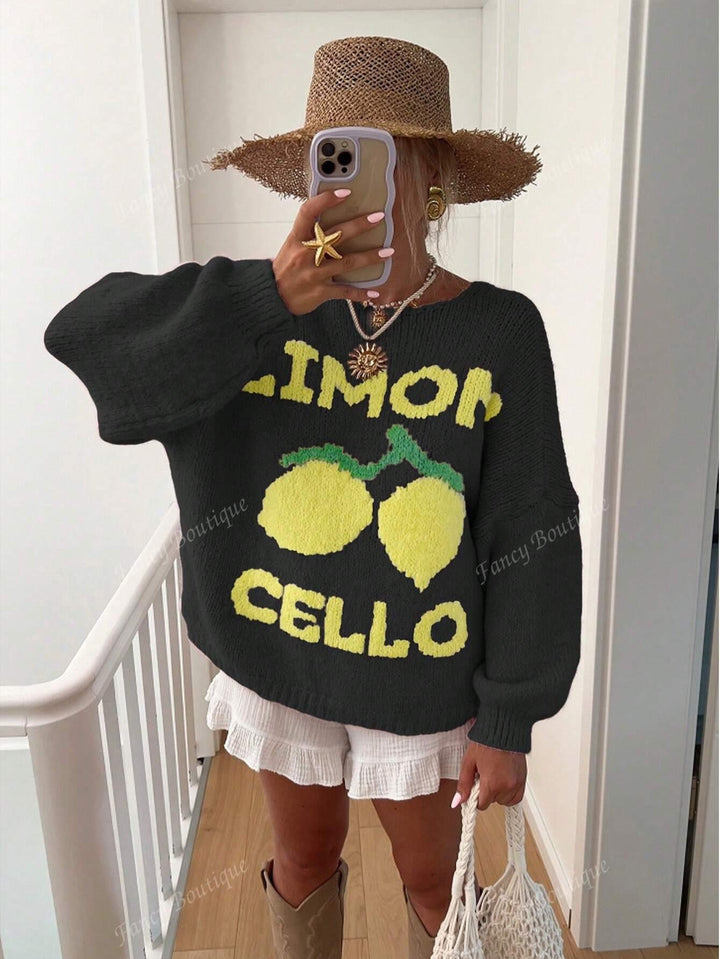 Drune | Strickpullover mit Zitronenprint für Damen