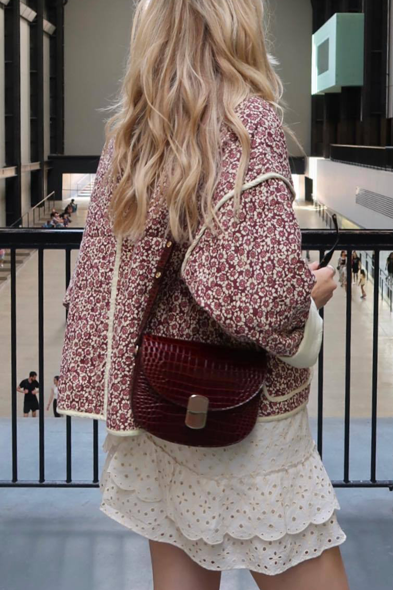 Drune | Lässige Blumen Tasche Patchwork Kontrast Mandarin Kragen Outerwear - 12 Farben