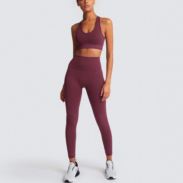 Damen Sport-BH und Hochbund-Leggings Set mit atmungsaktiver und figurformender Eigenschaft Drune