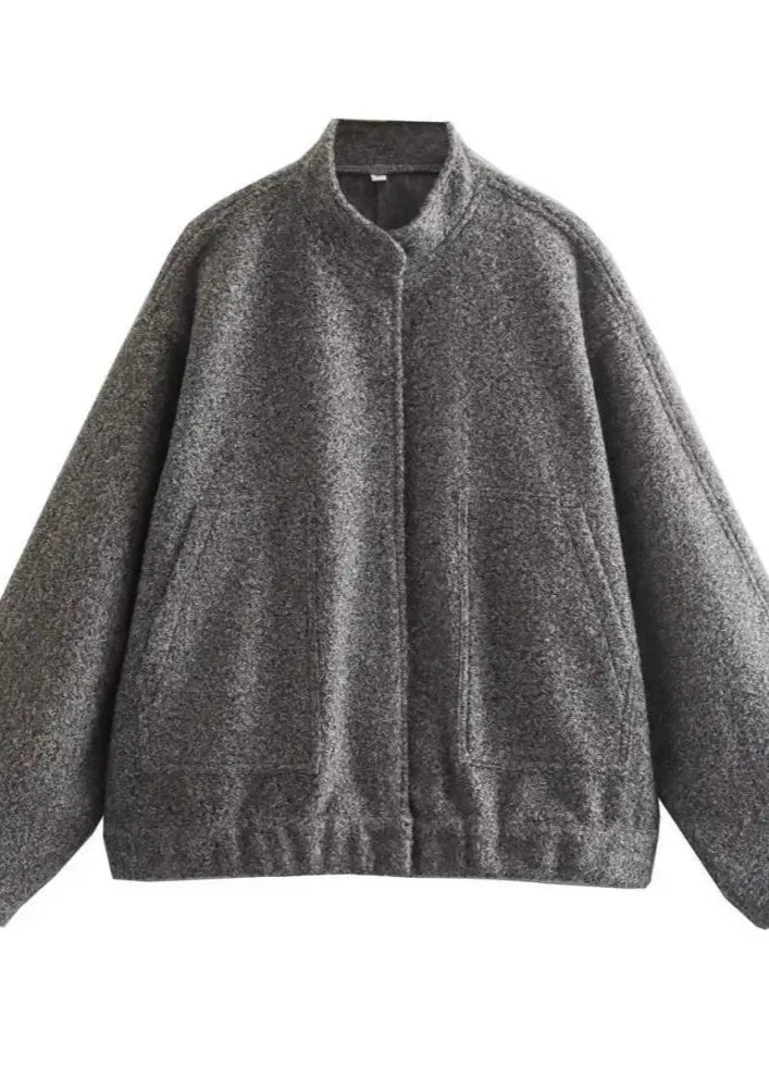 Drune | Klassische Bouclé Bomberjacke